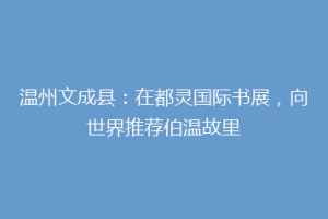 温州文成县：在都灵国际书展，向世界推荐伯温故里