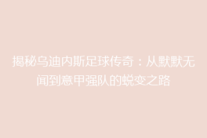 揭秘乌迪内斯足球传奇：从默默无闻到意甲强队的蜕变之路