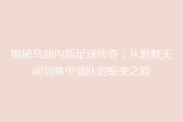 揭秘乌迪内斯足球传奇:从默默无闻到意甲强队的蜕变之路