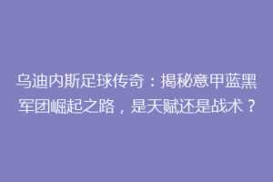 乌迪内斯足球传奇：揭秘意甲蓝黑军团崛起之路，是天赋还是战术？