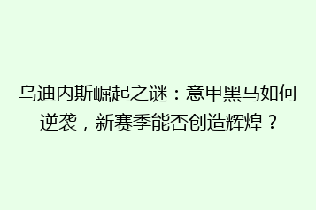 乌迪内斯崛起之谜:意甲黑马如何逆袭,新赛季能否创造辉煌?