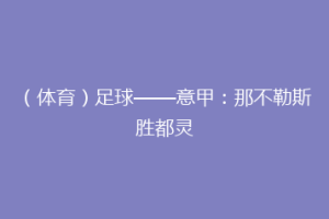 （体育）足球——意甲：那不勒斯胜都灵