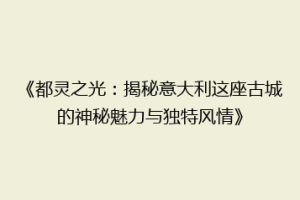 《都灵之光：揭秘意大利这座古城的神秘魅力与独特风情》