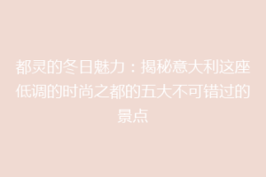 都灵的冬日魅力：揭秘意大利这座低调的时尚之都的五大不可错过的景点
