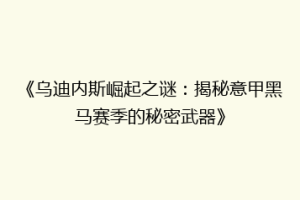 《乌迪内斯崛起之谜：揭秘意甲黑马赛季的秘密武器》