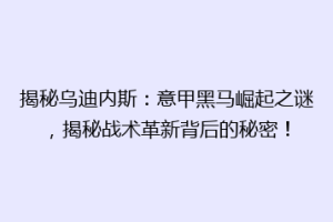 揭秘乌迪内斯：意甲黑马崛起之谜，揭秘战术革新背后的秘密！