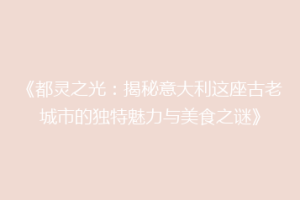 《都灵之光：揭秘意大利这座古老城市的独特魅力与美食之谜》