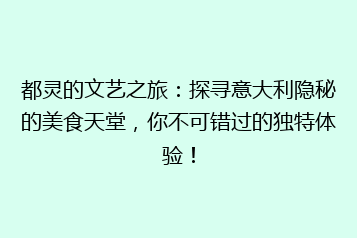 都灵的文艺之旅:探寻意大利隐秘的美食天堂,你不可错过的独特体验!