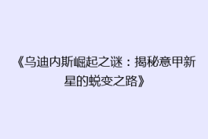《乌迪内斯崛起之谜：揭秘意甲新星的蜕变之路》