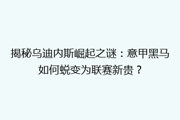 揭秘乌迪内斯崛起之谜:意甲黑马如何蜕变为联赛新贵?