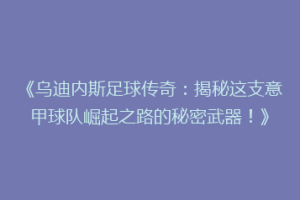 《乌迪内斯足球传奇：揭秘这支意甲球队崛起之路的秘密武器！》
